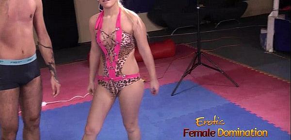  Blond Mistress kicking and punching loser slave